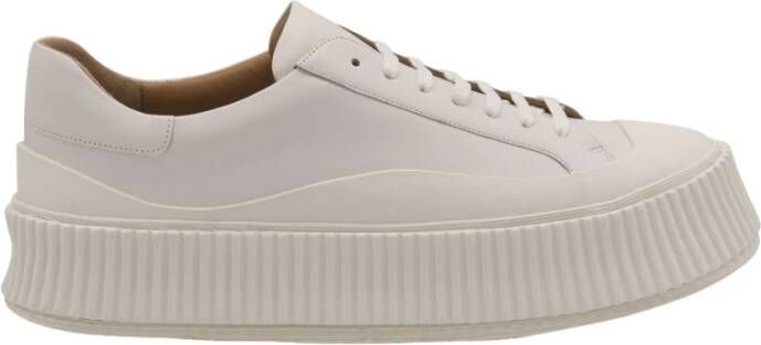 Jil Sander Natuurlijke Vulcanized Rubberen Zool Sneakers White Heren