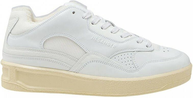 Jil Sander Witte Leren Sneakers Klassiek Model White