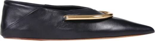 Jil Sander Luxe Leren Puntige Ballerina Flats Black Dames