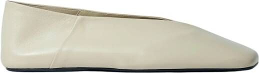 Jil Sander Vierkante Leren Ballerina Flats Beige Dames