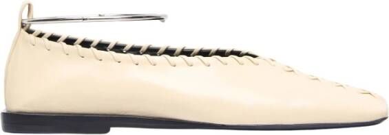 Jil Sander Vierkante Neus Leren Ballerina Flats Beige Dames