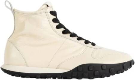 Jil Sander Witte leren hoge sneakers Beige Dames