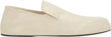 Jil Sander Witte leren platte schoenen White Dames