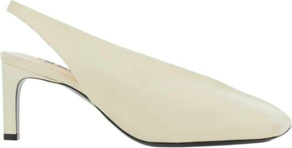 Jil Sander Witte Leren Slingback Hoge Hak Pumps White Dames