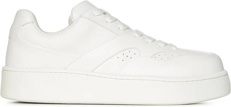 Jil Sander Witte Leren Sneakers met Logo Ingedrukt White Heren