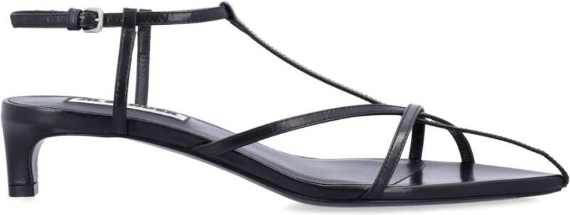 Jil Sander Zwarte Gesloten Leren Hoge Hak Sandalen Black Dames