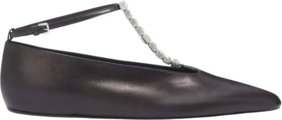 Jil Sander Zwarte Leren Ballerina Schoenen Black Dames