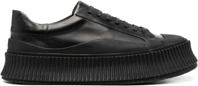 Jil Sander Zwarte Leren Elegante Sneakers Black Dames