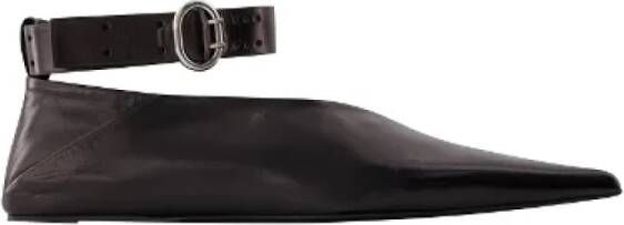 Jil Sander Zwarte leren flats Black Dames