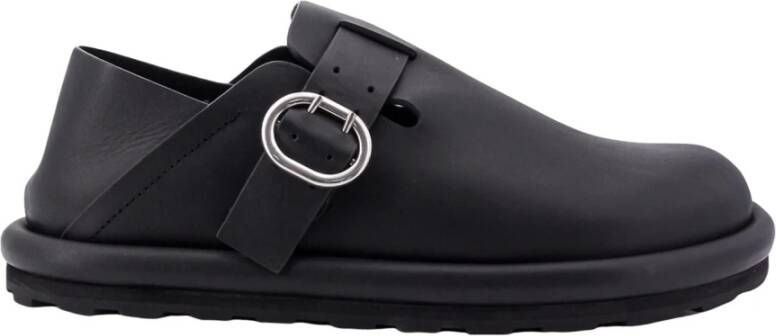 Jil Sander Zwarte Leren Sandalen met Verstelbare Band Black Heren