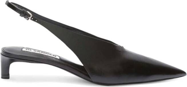 Jil Sander Zwarte leren slingback hakken Black Dames