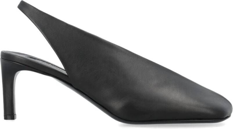 Jil Sander Zwarte Leren Slingback Pumps Black Dames