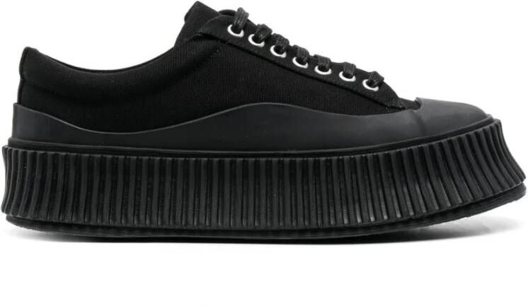 Jil Sander Zwarte Leren Sneakers voor Vrouwen Black Dames