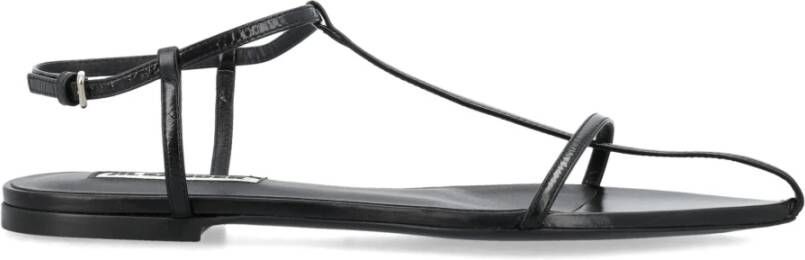 Jil Sander Zwarte platte kooi sandalen Black Dames