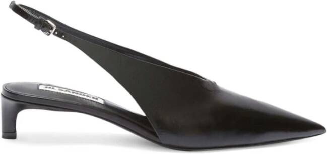 Jil Sander Zwarte Leren Pumps met Puntige Neus Black Dames