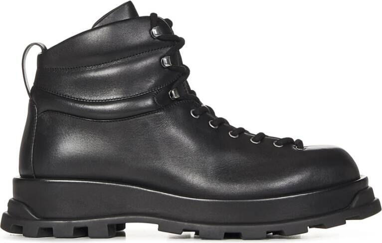 Jil Sander Zwarte Veterschoenen van Leer Black Heren