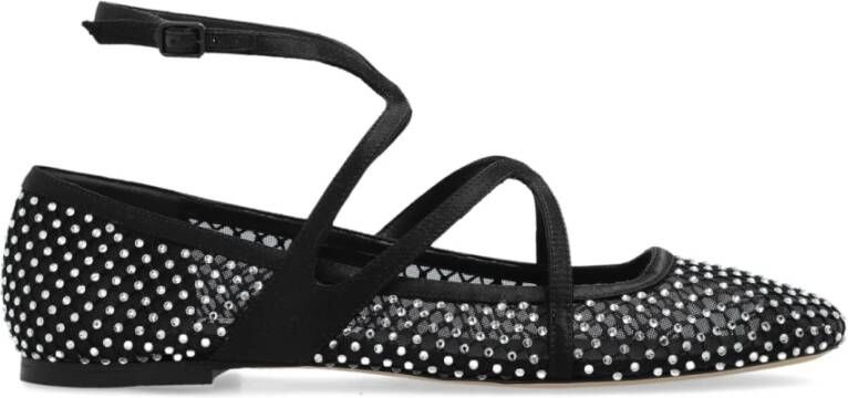 Jimmy Choo Zwarte platte schoenen met kristalmesh Black Dames