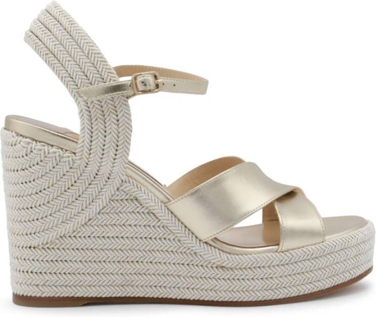 Jimmy Choo Beige Sleehak Sandalen met Gespsluiting Beige Dames