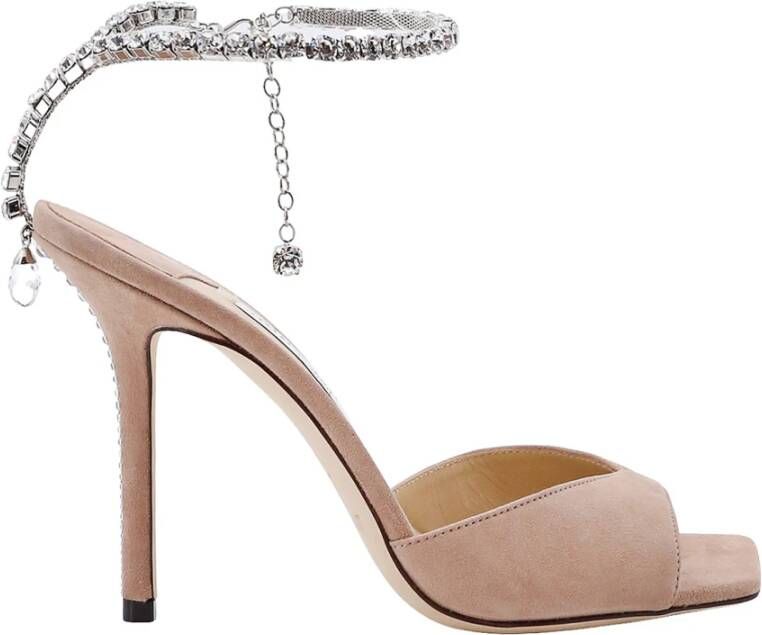 Jimmy Choo Beige Suède Sandalen met Verstelbare Enkelband Beige Dames