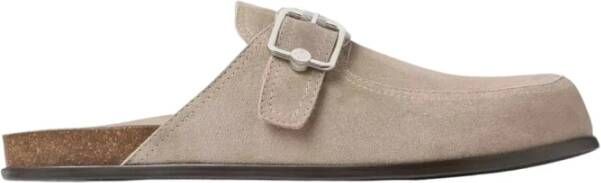 Jimmy Choo Beige Velvet Buckle Slides Brown Heren