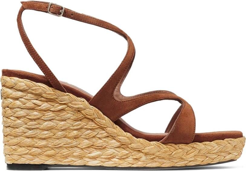 Jimmy Choo Bruine Raffia Sleehak Platte Schoenen Brown Dames