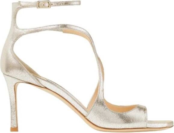 Jimmy Choo Champagne Glitter Sandalen met Enkelband Beige Dames