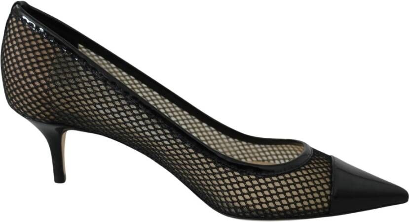 Jimmy Choo Chique puntige pumps in lak en mesh Black Dames