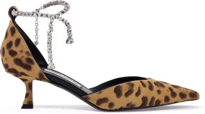 Jimmy Choo Dierenprint Kristalband Hakken Beige Dames