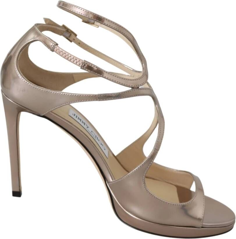 Jimmy Choo Elegante Ballet Roze Spiegelleer Sandalen Gray Dames