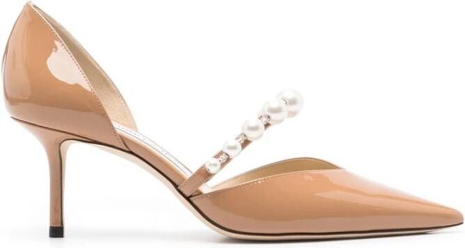 Jimmy Choo Elegante Beige Leren Hakken met Versieringen Beige Dames