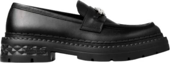 Jimmy Choo Elegante leren mocassins met diamantafwerking Black Dames