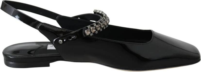 Jimmy Choo Elegante Zwarte Lak Platte Schoenen Black Dames