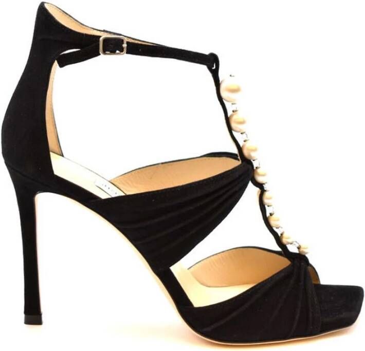 Jimmy Choo Elegante Zwarte Leren Sandalen Black Dames