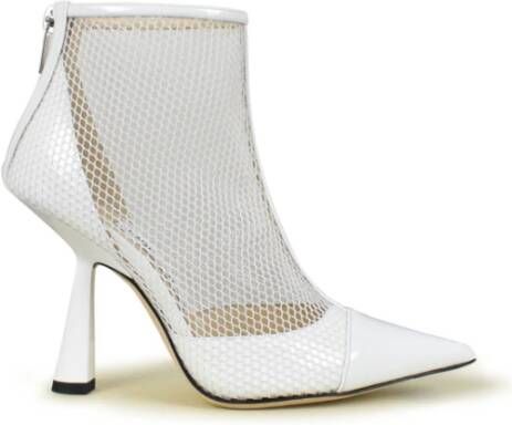 Jimmy Choo Enkellaarzen van mesh en lakleer White Dames