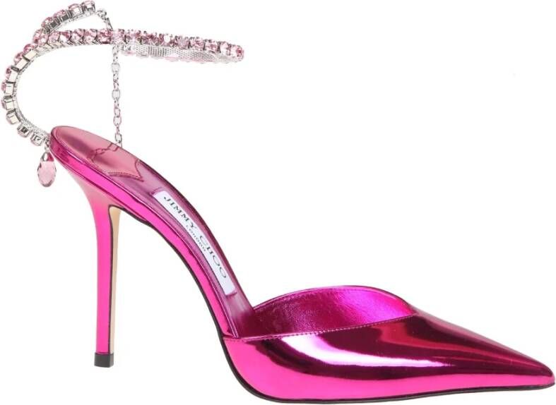 Jimmy Choo Fucsia Leren Pumps Enkelband Pink Dames