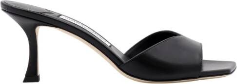 Jimmy Choo Gebogen Hak Leren Sandalen Black Dames