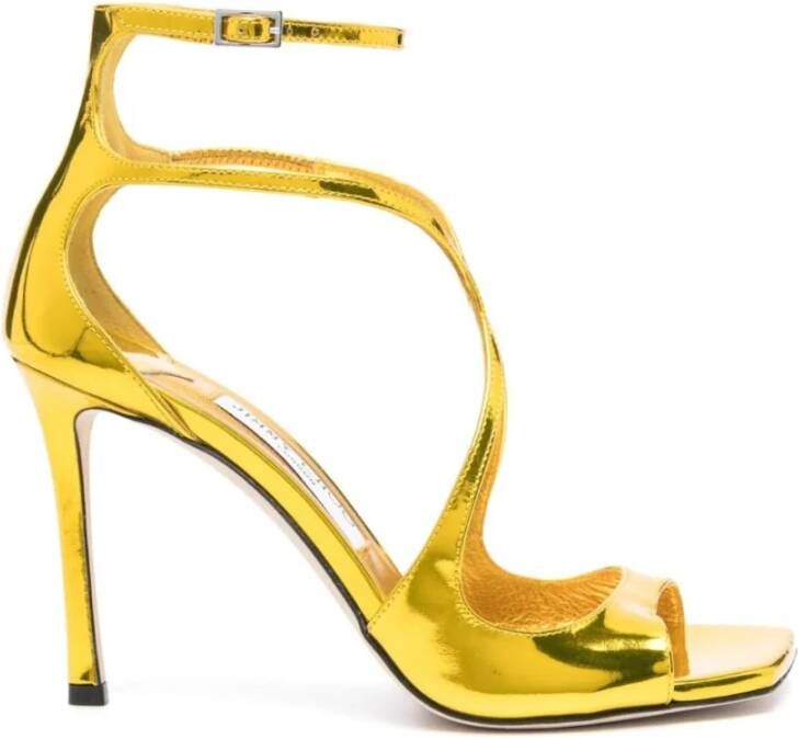 Jimmy Choo Gele Azia Metallic Leren Sandalen Yellow Dames