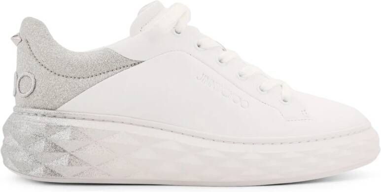 Jimmy Choo Glitter Detail Leren Sneakers White Dames