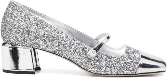 Jimmy Choo Glitter Patent Leren Schoenen met Parel Detail Gray Dames