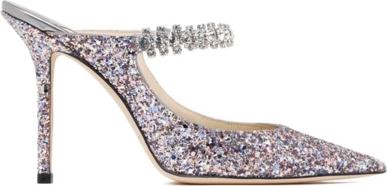 Jimmy Choo Glitter Stiletto Mules Crystal Strap Multicolor Dames