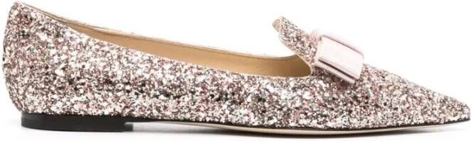 Jimmy Choo Glitter Strik Ballerina Pumps Pink Dames