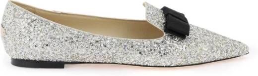 Jimmy Choo Glittered Gala Ballet Flats Gray Dames