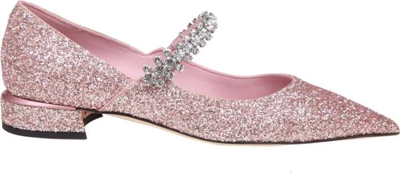 Jimmy Choo Glitterige Roze Ballerina Sandalen Pink Dames