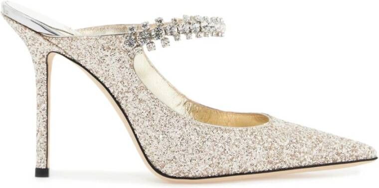 Jimmy Choo Glitterstof Muiltjes met Kristalband Yellow Dames