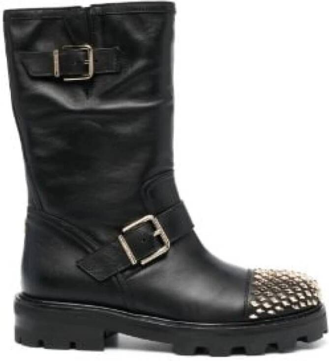 Jimmy Choo Biker II studs enkellaarzen Black Dames