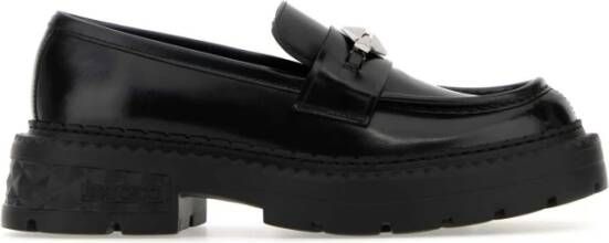 Jimmy Choo Klassieke Zwarte Leren Loafers Black Dames