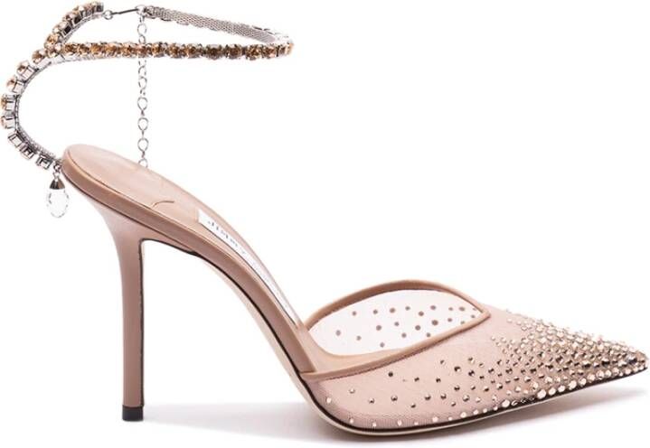 Jimmy Choo Kristal Ballet Pink Saeda Pumps Beige Dames