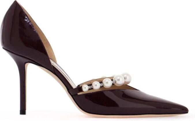 Jimmy Choo Kristal- en parel puntige neus pumps Purple Dames