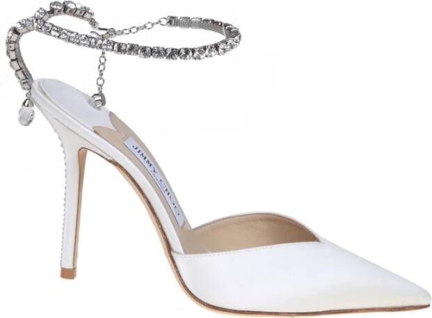 Jimmy Choo Kristal Enkelband Ivoor Pumps Beige Dames