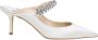 Jimmy Choo Kristalband Ivoor Satijnen Muiltjes Beige Dames - Thumbnail 1